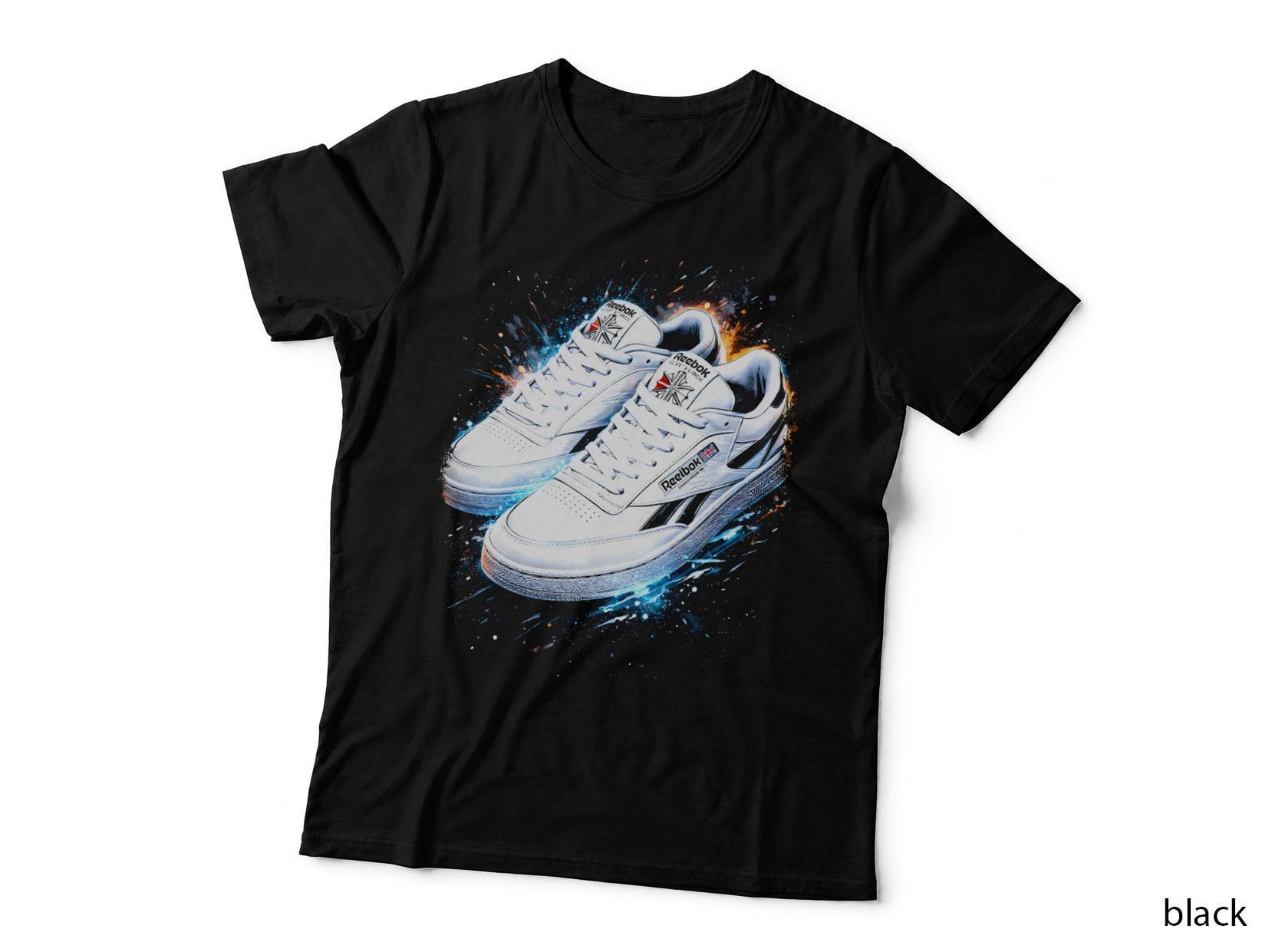 Teal Orange Sport Court T-Shirt, Halftone Sneaker Art Graphic Tee