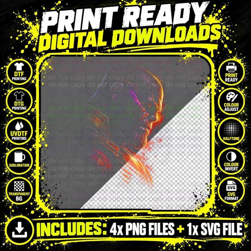 Thanos T-Shirt, Halftone Villain Graphic Tee Png SVG Digital Bundle
