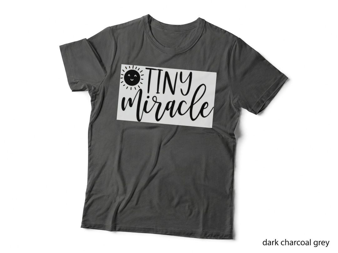 Tiny Miracle Baby T-Shirt, Smiling Sun with Tiny Miracle Text Graphic Tee