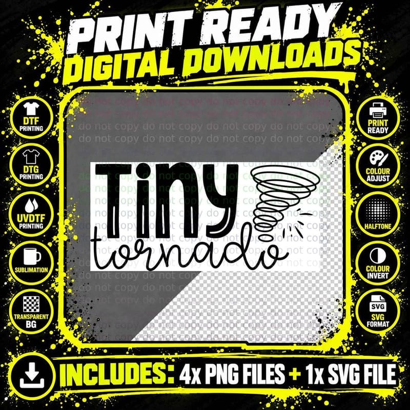Tiny Tornado Baby T-Shirt, Whirling Twister Graphic Tee Png SVG Digital Bundle