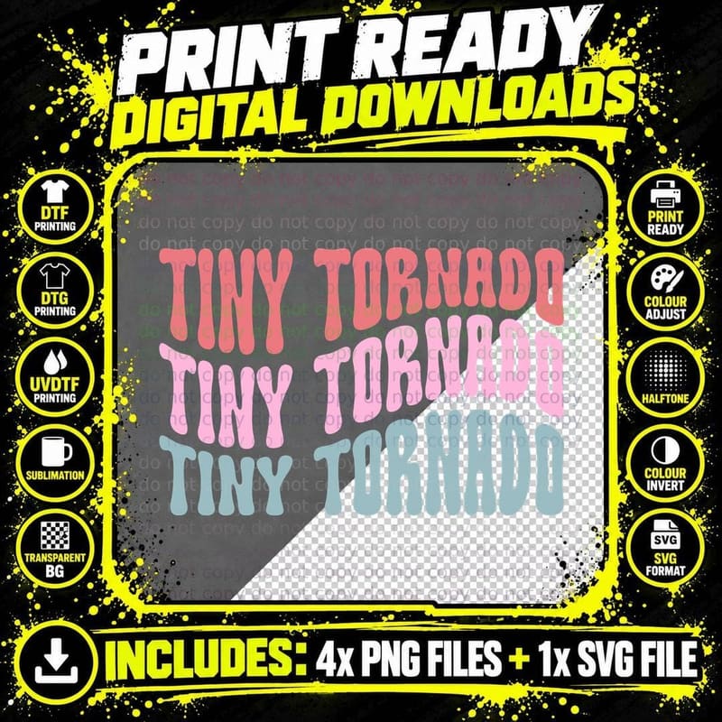 Tiny Tornado T-Shirt, Pastel Tornado Pattern Graphic Tee Png SVG Digital Bundle