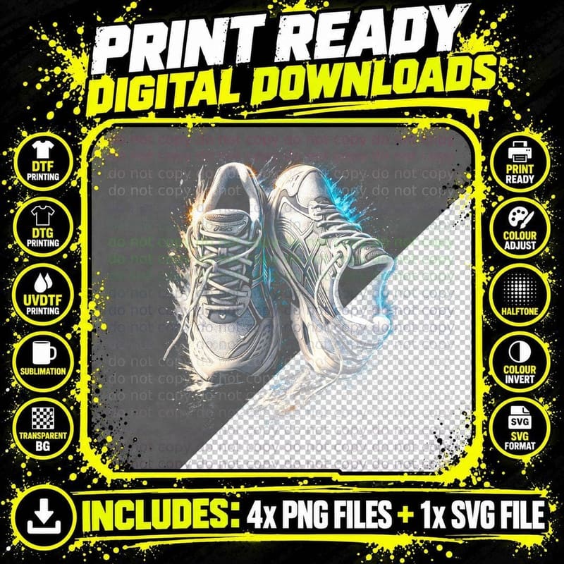 Traditional Court Style T-Shirt, Halftone Sneaker Art Png SVG Digital Bundle