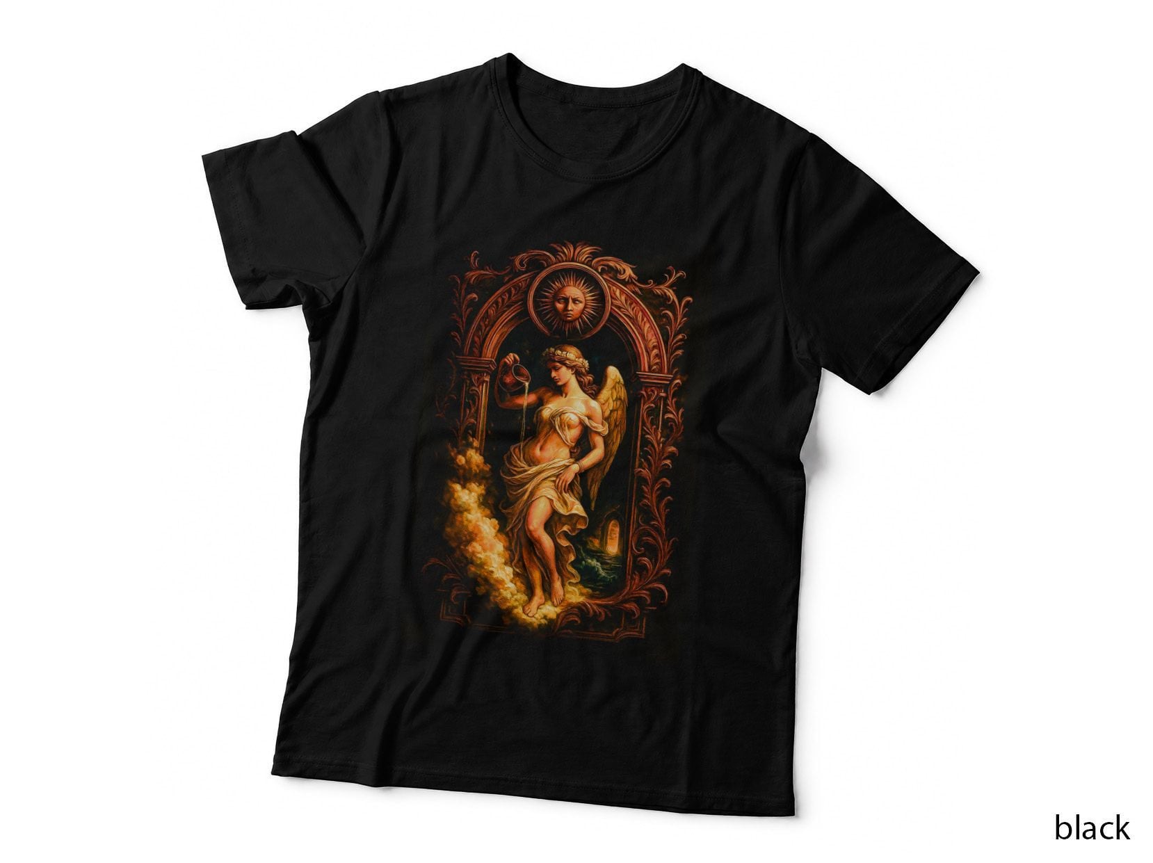 Winged Victory Goddess T-Shirt, Halftone Greek Angel Deity Graphic Tee