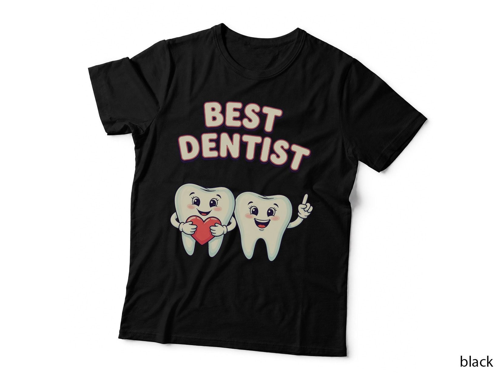 Best Dentist Dental T-Shirt, Smiling Teeth Holding Heart Graphic Tee