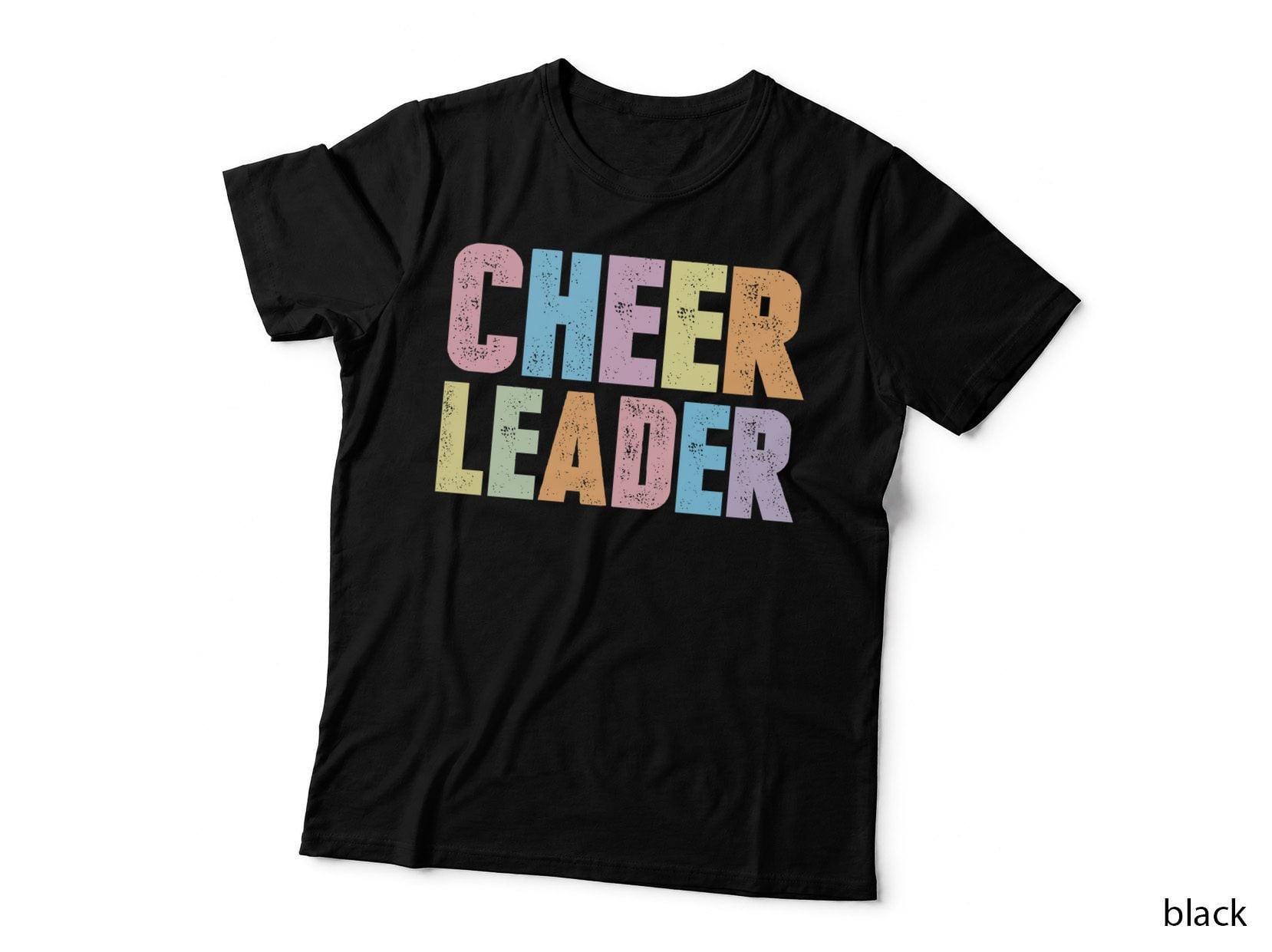 Cheer Leader Cheer T-Shirt, Pastel Colors on Dark Background Graphic Tee