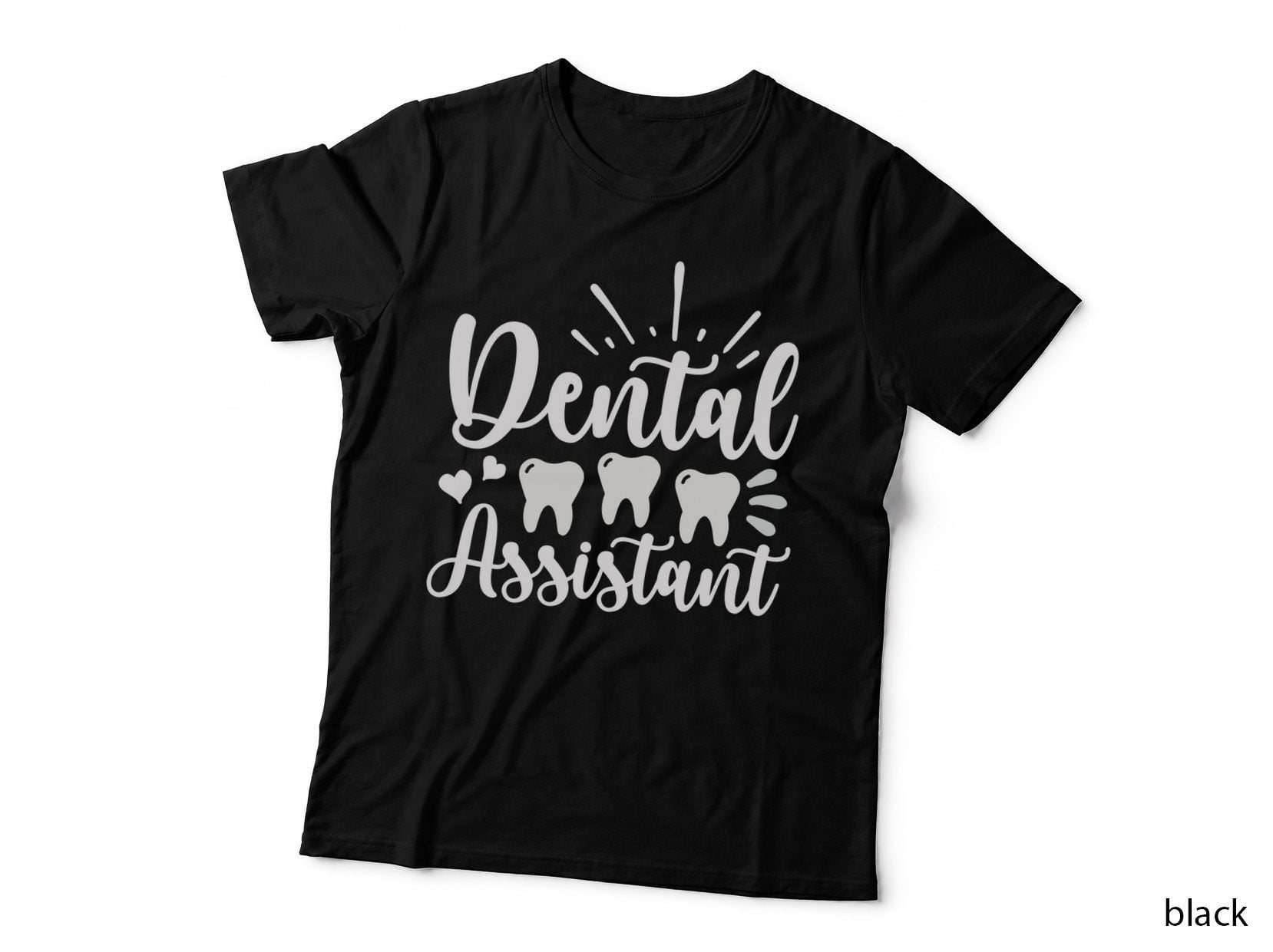 Dental Assistant Dental T-Shirt, Dental Assistant Teeth Hearts Graphic Tee