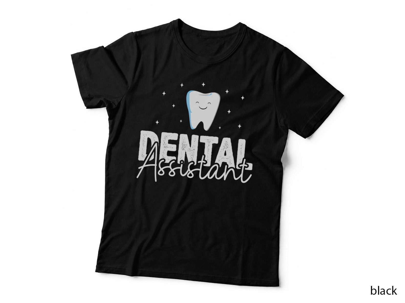 Dental Assistant Dental T-Shirt, Smiling Tooth with Stars Graphic Tee