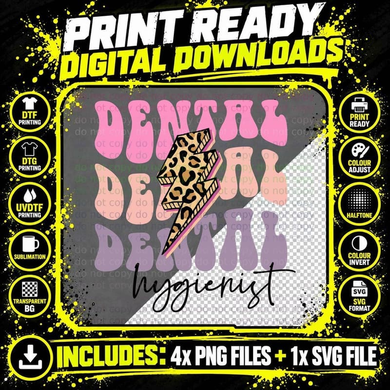 Dental Hygienist Dental T-Shirt, Leopard Print Dental Png SVG Digital Bundle