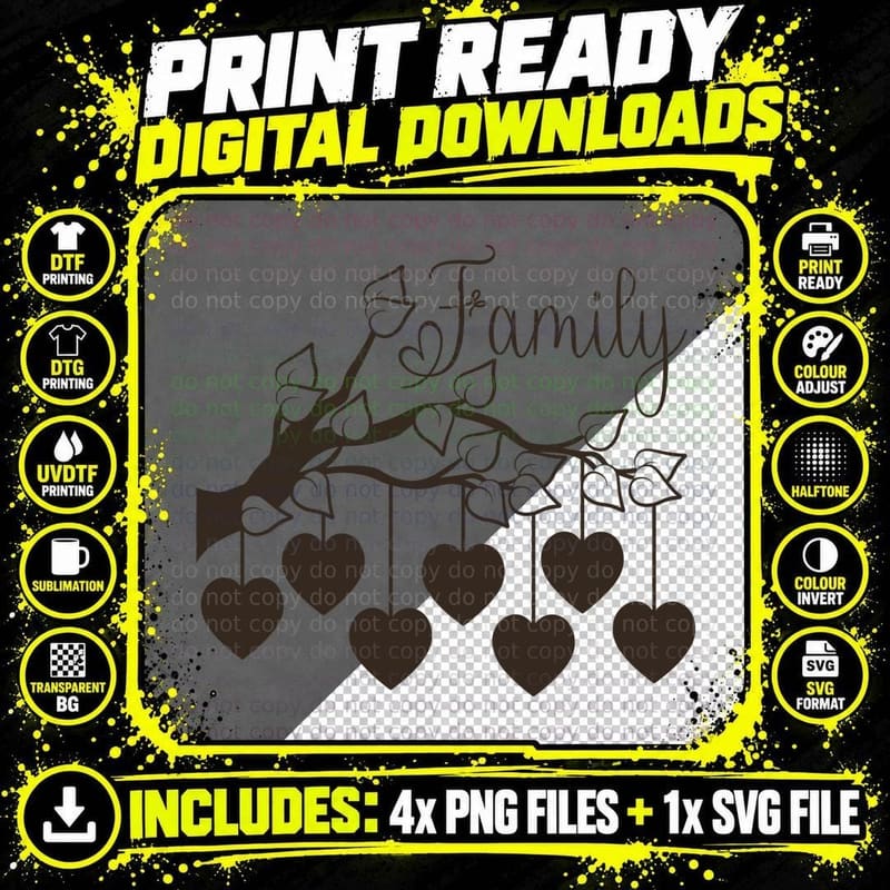 Family Reunion T-Shirt, Family Tree Hearts Leaves Png SVG Digital Bundle