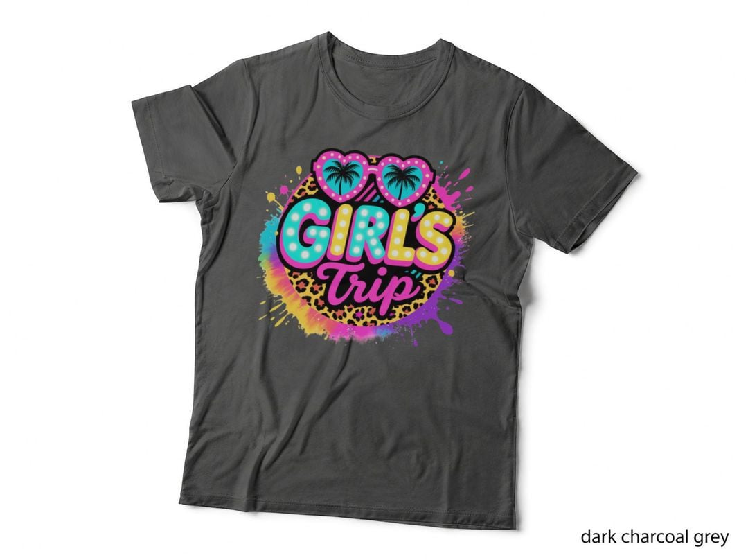 Girl's Trip Girl Trip T-Shirt, Palm Trees in Heart Sunglasses Graphic Tee