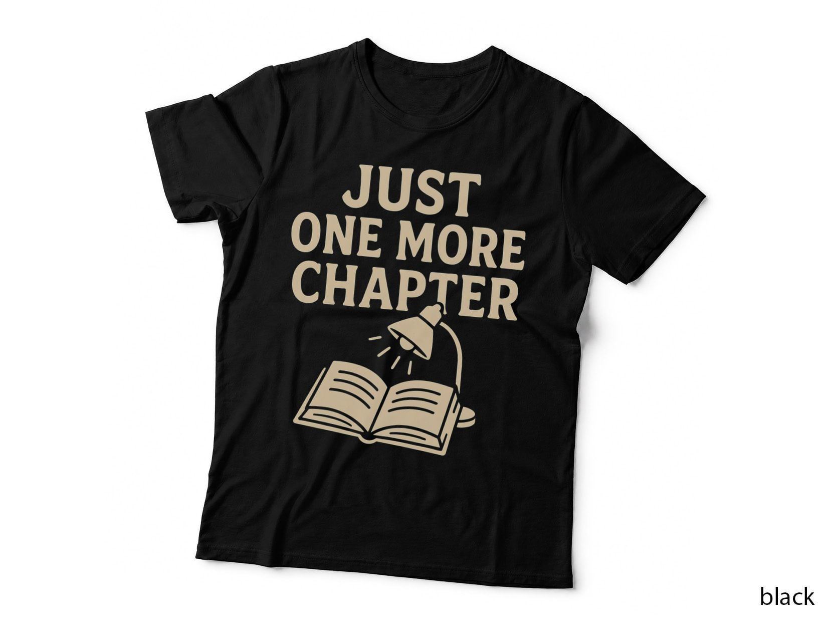 Just One More Chapter Books T-Shirt, Open Book Under Lamp Light Graphic Tee
