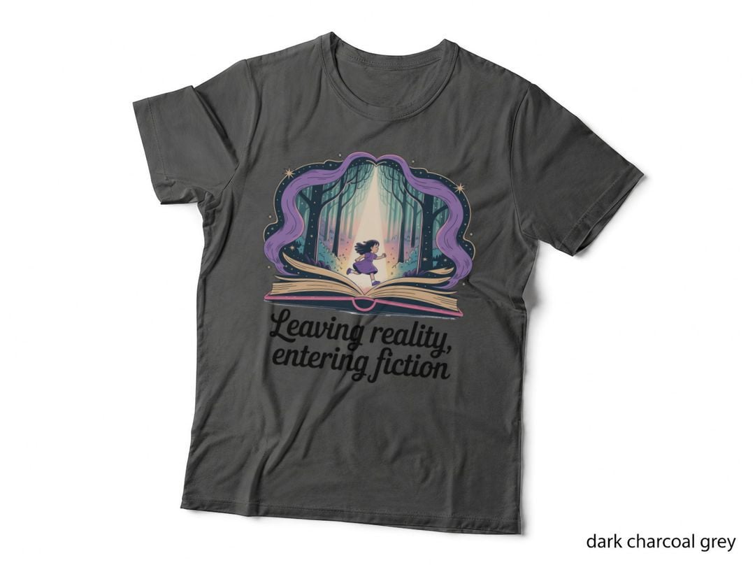 Leaving Reality Entering Fiction Books T-Shirt, Girl Running into Magical