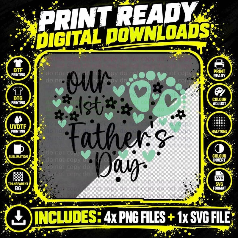 Our 1st Father's Day Fathers Day T-Shirt Png SVG Digital Bundle
