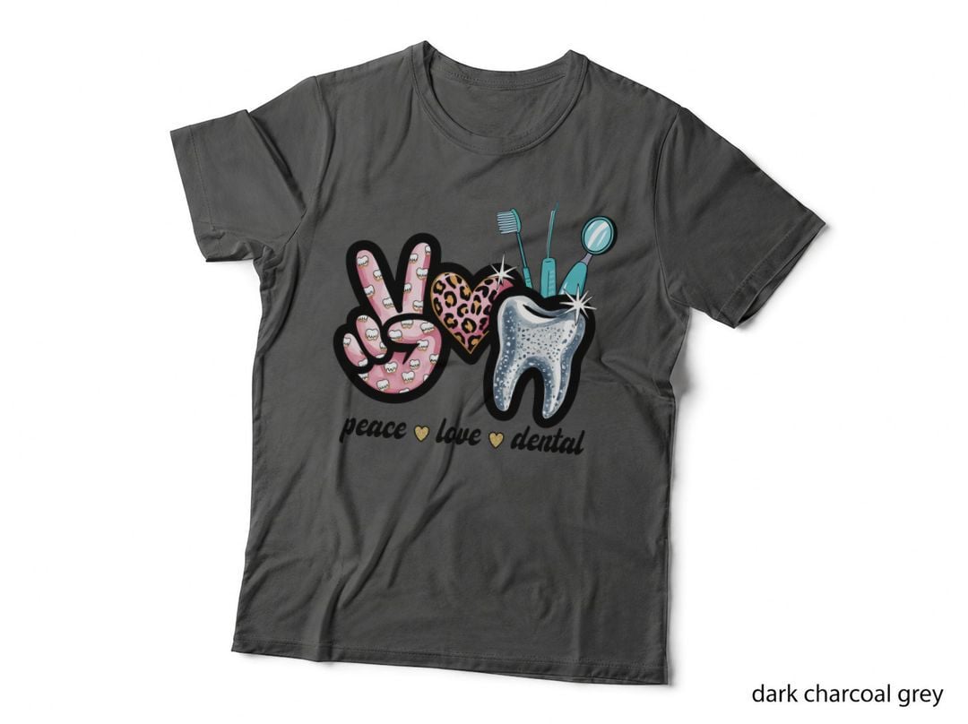 Peace Love Dental T-Shirt, Peace Love Dental Hand Heart Graphic Tee
