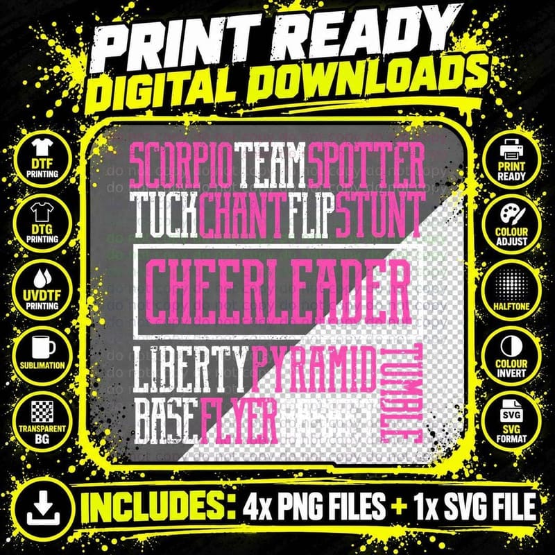 Scorpionteamspotter Tuckchantflipstunt Cheerleader Cheer Png SVG Digital Bundle