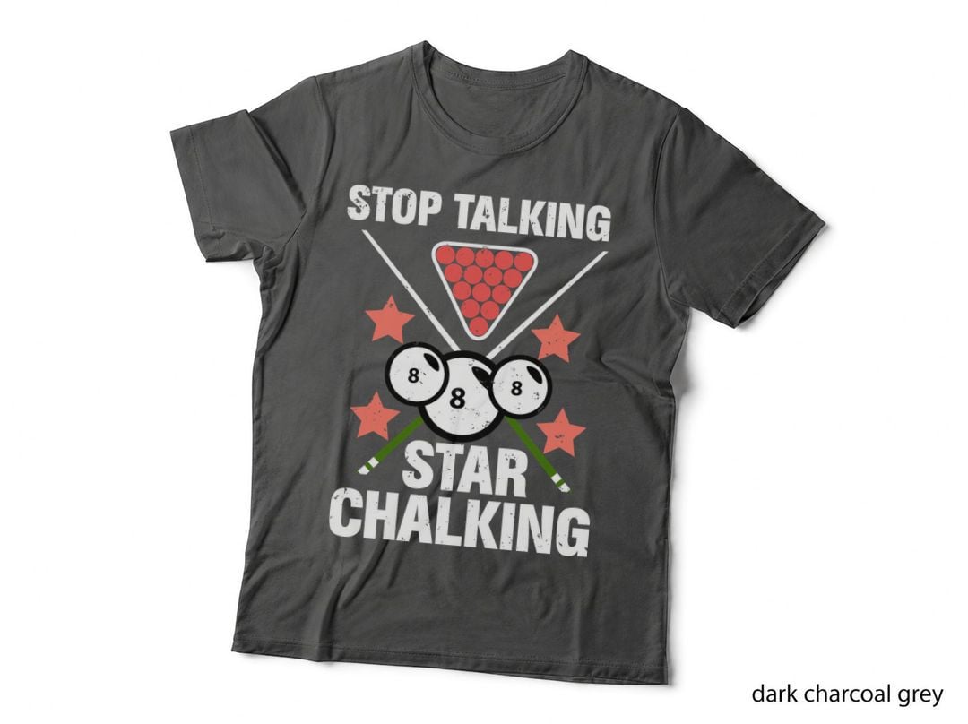 Stop Talking Star Chalking Billiards T-Shirt, Pool Balls with Stars Graphic Tee