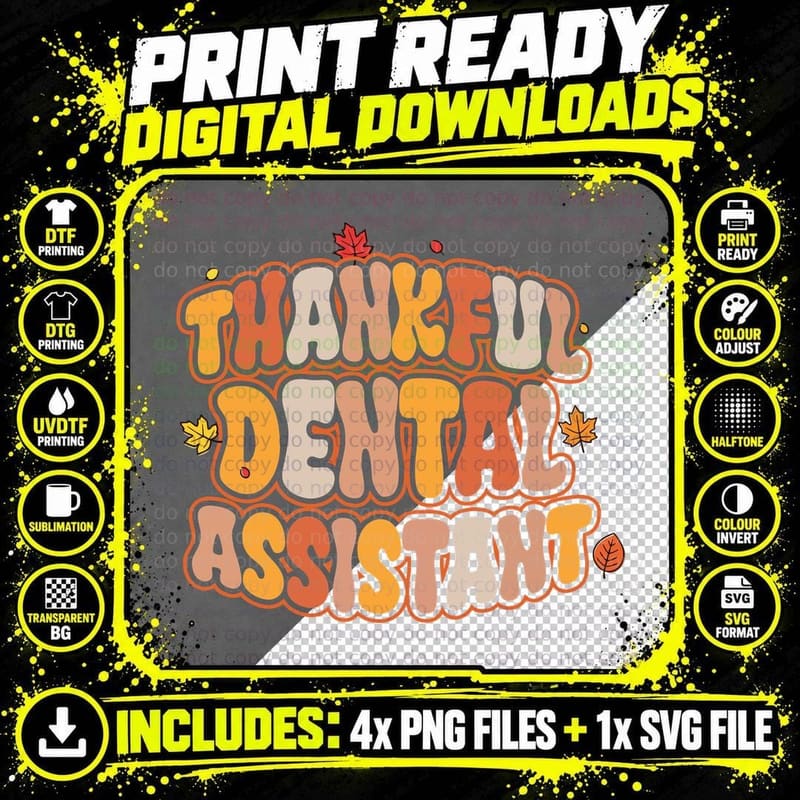 Thankful Dental Assistant Dental T-Shirt Png SVG Digital Bundle