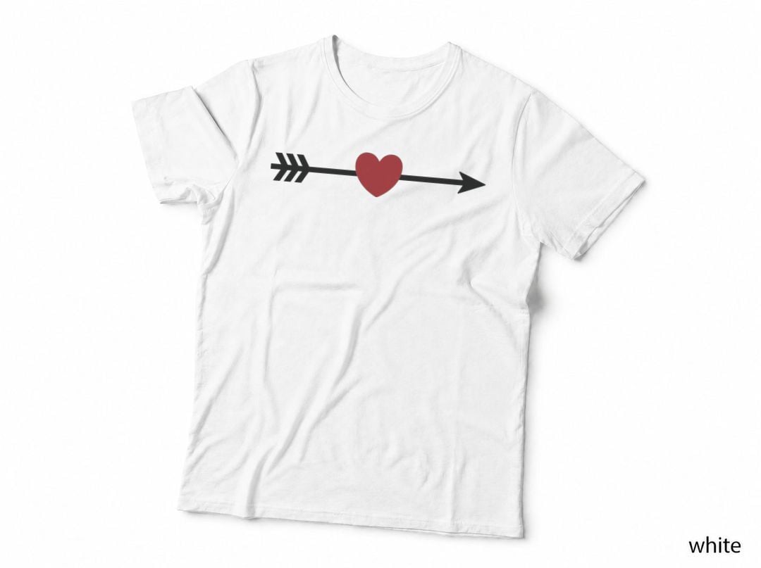 Arrow Piercing Heart Wreath T-Shirt, Heart Wreath Graphic Tee