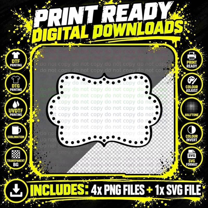 Black Frame with White Dots on Gray Background Heart Png SVG Digital Bundle