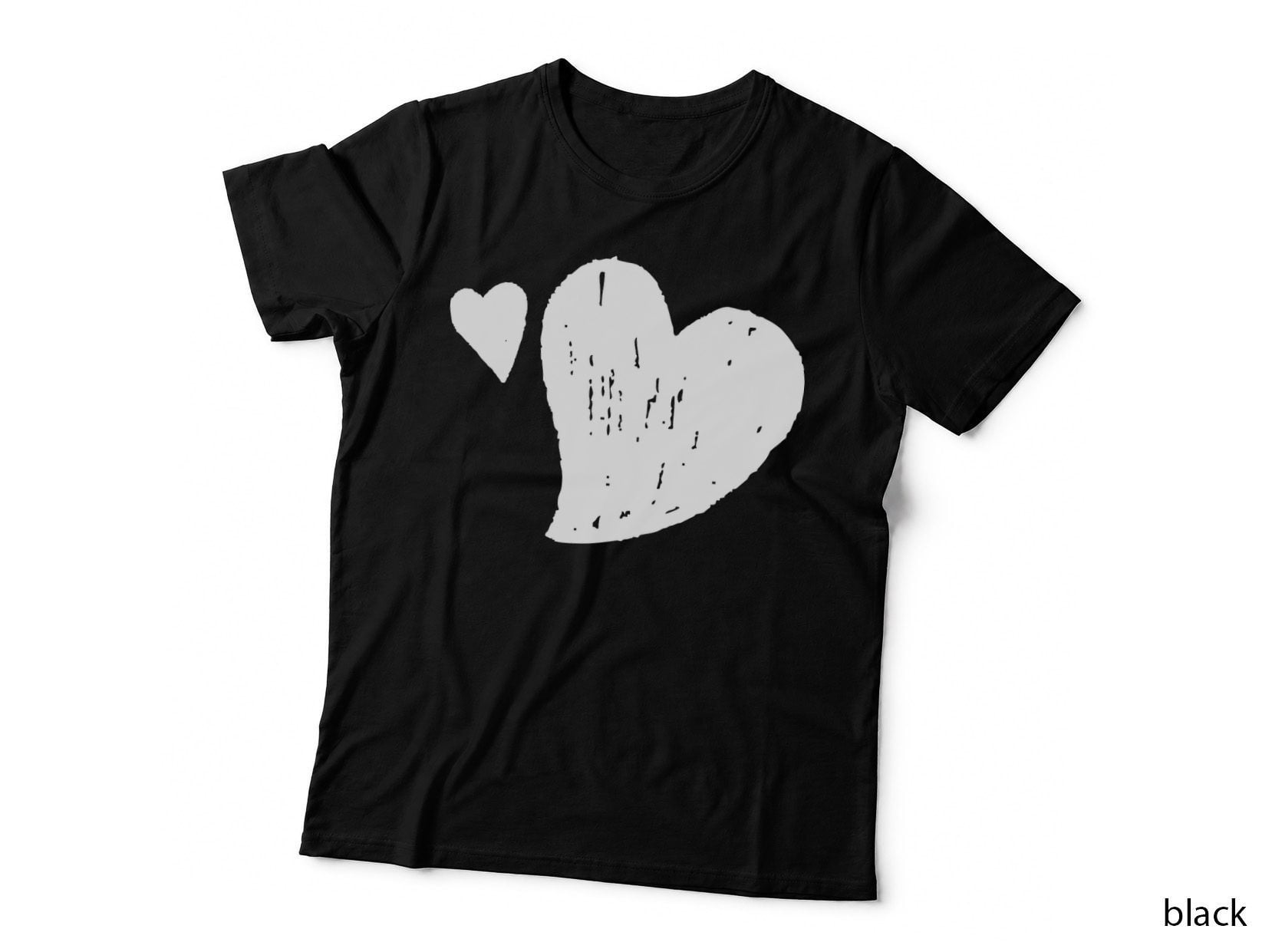 Black Heart Silhouette with Smaller Heart Wreath T-Shirt