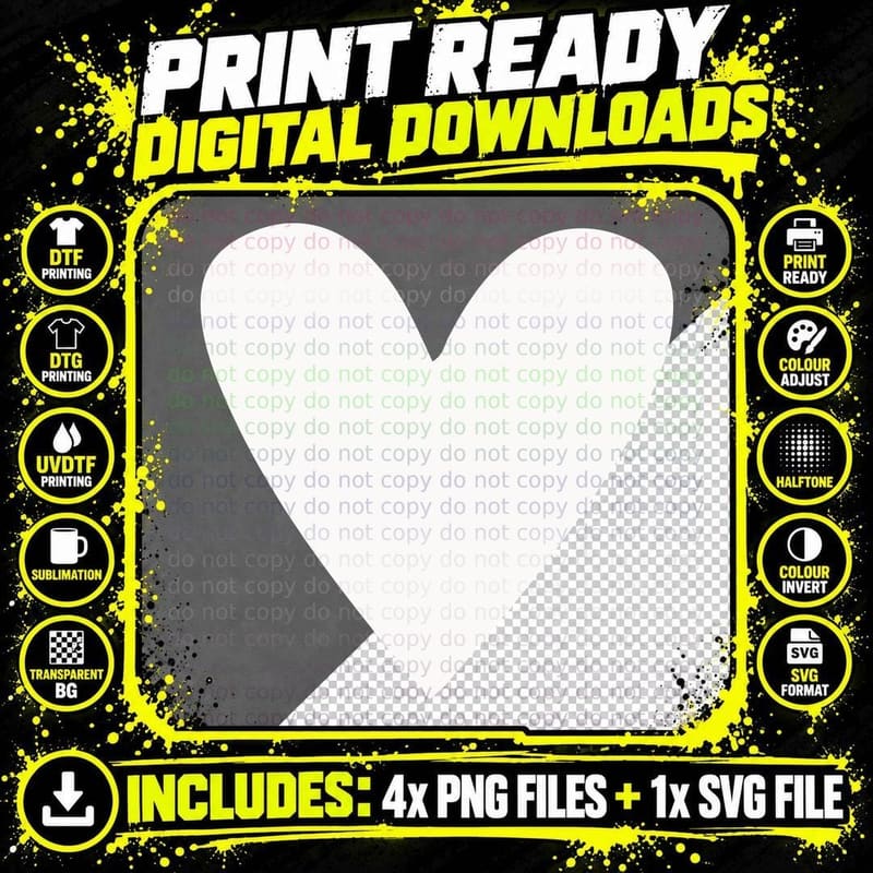 Black Heart on Gray Background Heart Wreath Design Png SVG Digital Bundle