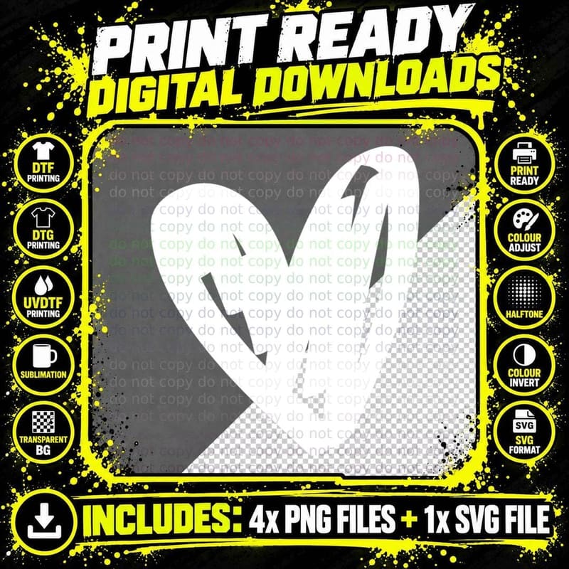 Black Heart with Jagged Edges on Gray Background Heart Png SVG Digital Bundle