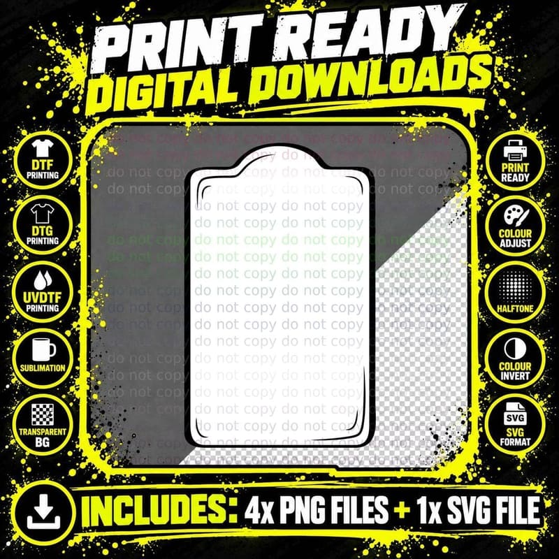Black Rectangle with White Border Heart T-Shirt Png SVG Digital Bundle