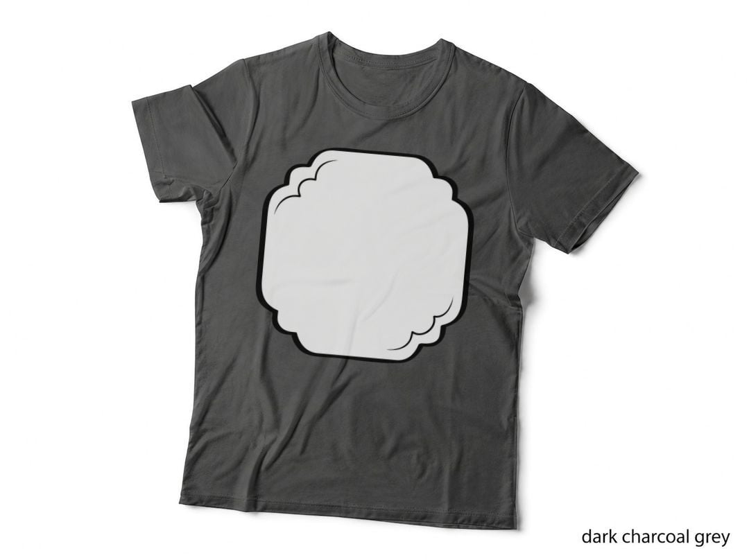 Black Square with White Scalloped Edges Heart T-Shirt, Heart Graphic Tee