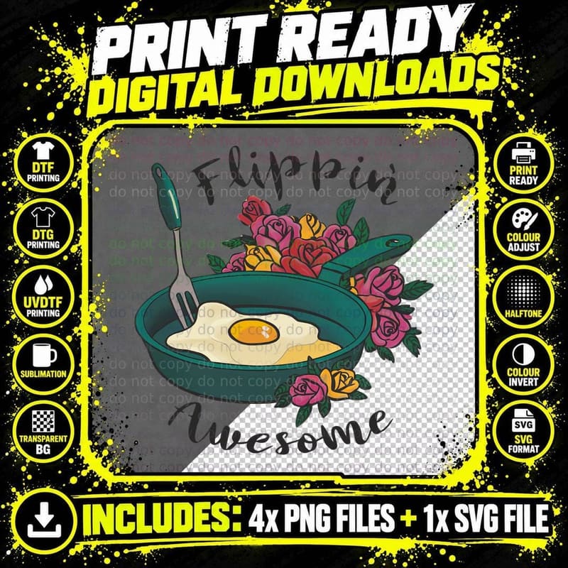 Flippin' Awesome Heartbeat T-Shirt Png SVG Digital Bundle