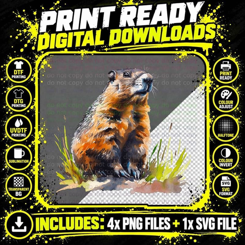 Groundhog in Grassy Field Groundhog T-Shirt Png SVG Digital Bundle