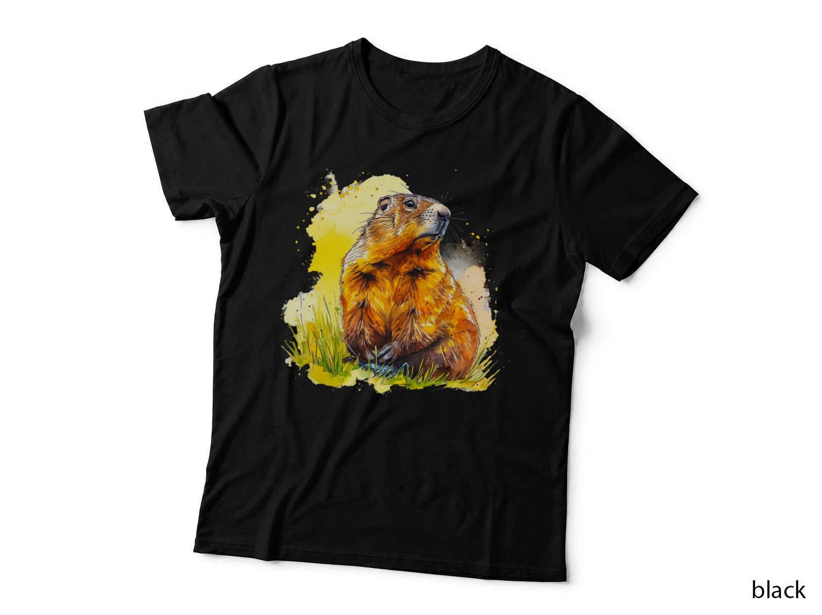 Groundhog in Vibrant Yellow Splash Groundhog T-Shirt, Groundhog Graphic Tee