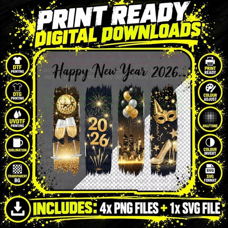 Happy New Year 2026 Happy New Year T-Shirt Png SVG Digital Bundle
