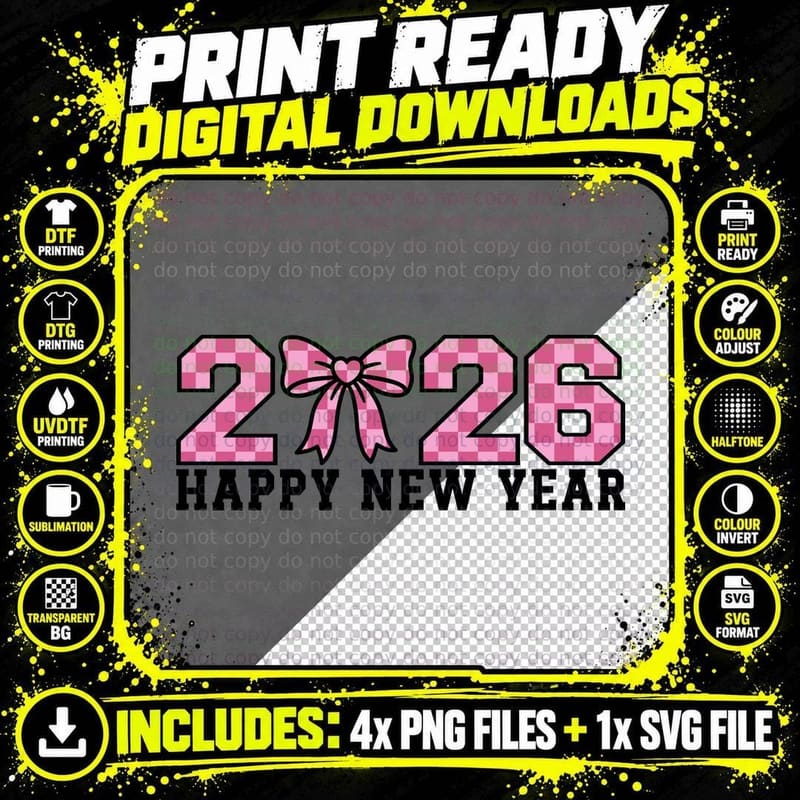 Happy New Year Happy New Year T-Shirt Png SVG Digital Bundle