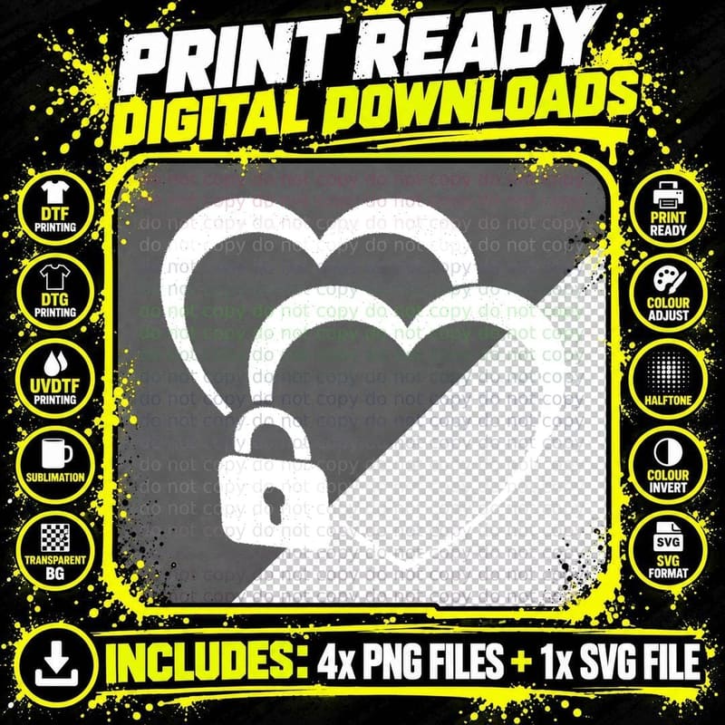 Heart Lock Love Symbol Heart T-Shirt, Heart Graphic Tee Png SVG Digital Bundle
