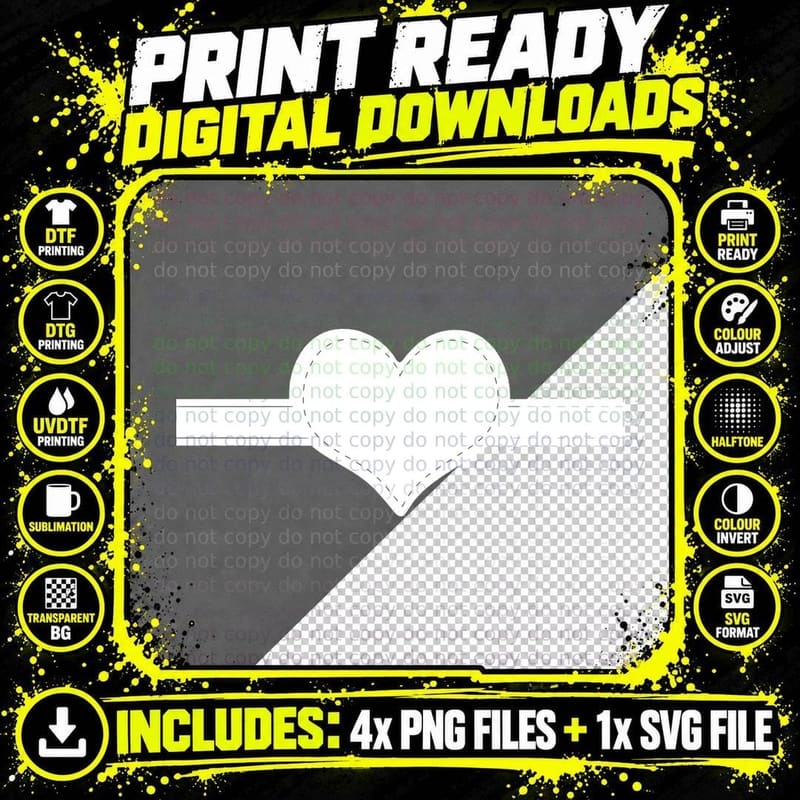 Heart Shape on Black Background Heart T-Shirt Png SVG Digital Bundle