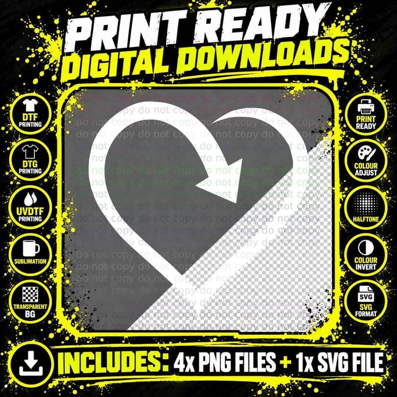 Heart Shape with Arrow Inside Heart T-Shirt Png SVG Digital Bundle