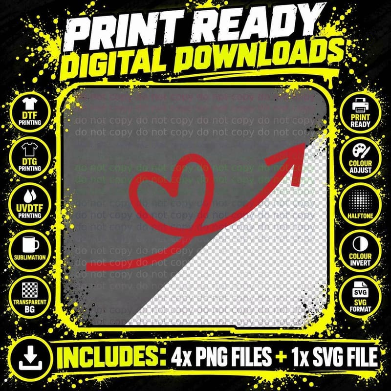 Heart-Shaped Arrow Pointing up Heart Wreath T-Shirt Png SVG Digital Bundle