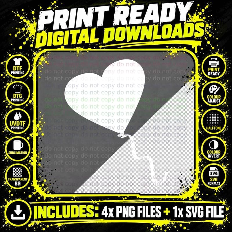 Heart-Shaped Balloon Floating Heart T-Shirt Png SVG Digital Bundle