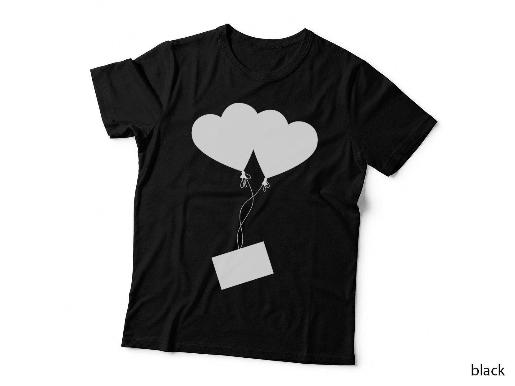 Heart-Shaped Balloons Lifting a Box Heart T-Shirt, Heart Graphic Tee
