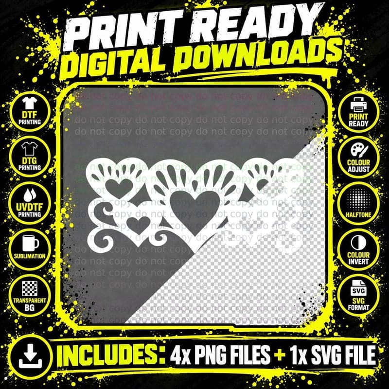 Heart-Shaped Cutouts with Swirls Heart Wreath T-Shirt Png SVG Digital Bundle