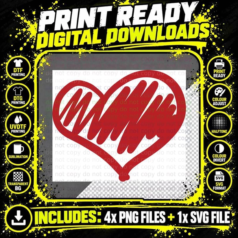 Heart-Shaped Outline with Handprint Inside Heart Wreath Png SVG Digital Bundle