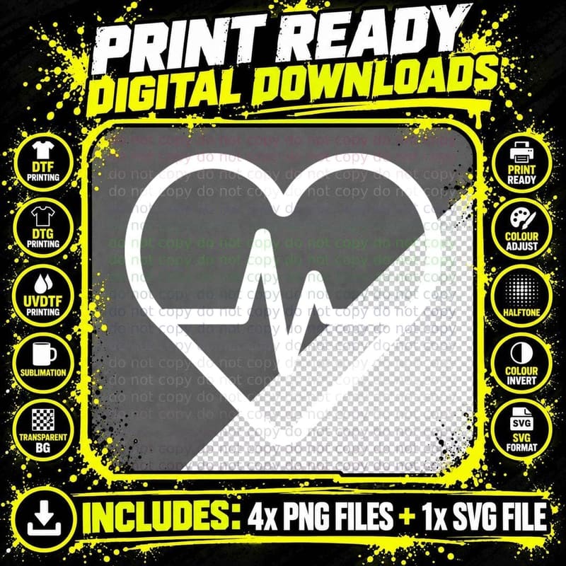 Heartbeat Within Heart Shape Heartbeat Art T-Shirt Png SVG Digital Bundle
