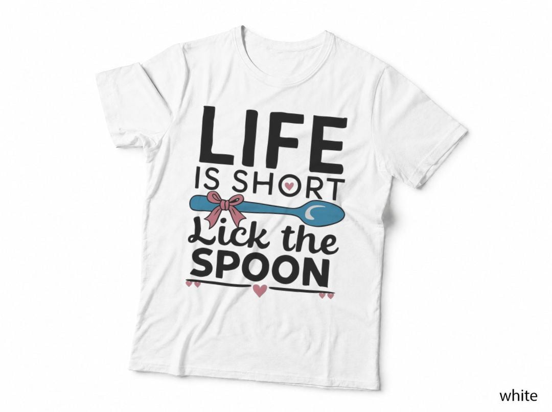 Life Is Short Lick the Spoon Heartbeat T-Shirt, Life Is Short Spoon with Bow