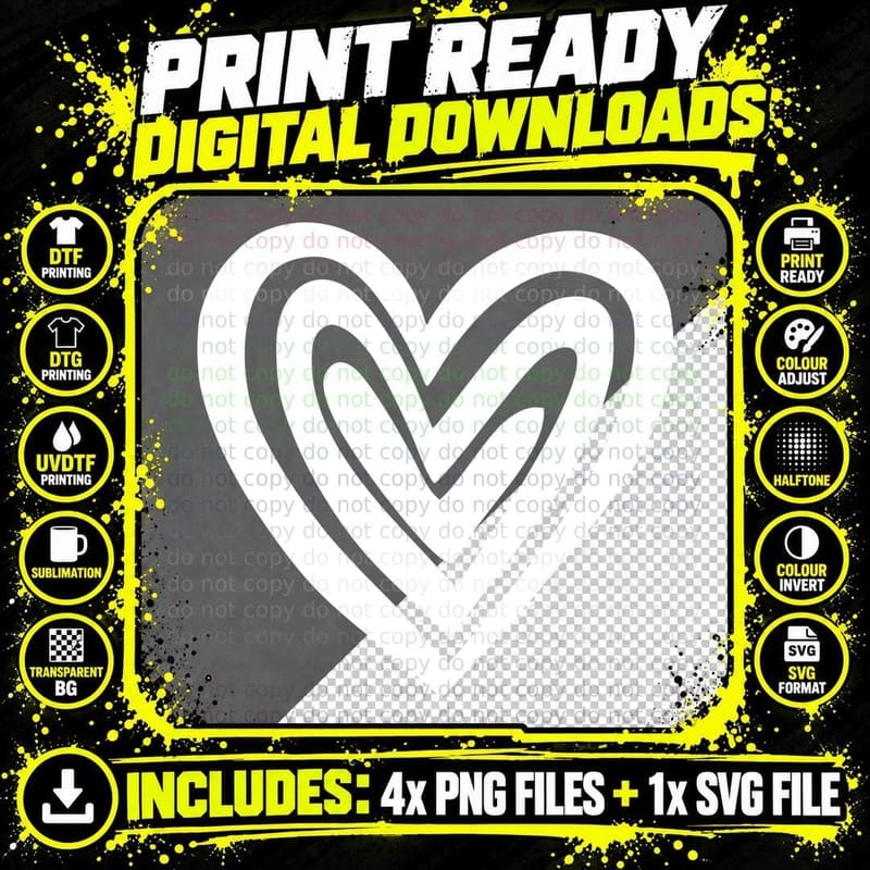 Nested Heart Shapes Heart T-Shirt, Heart Graphic Tee Png SVG Digital Bundle