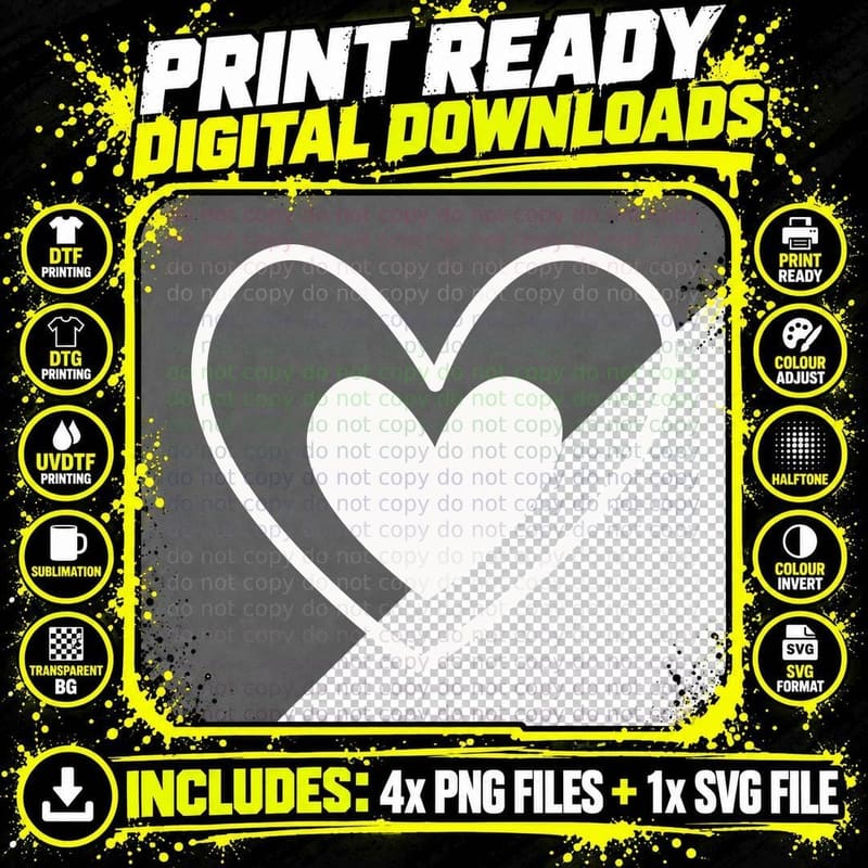 Nested Hearts Outline Heart T-Shirt, Heart Graphic Tee Png SVG Digital Bundle