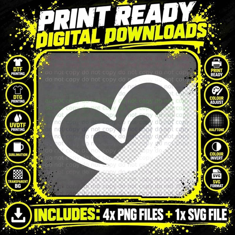 Nested Hearts in Black on Gray Heart Design T-Shirt Png SVG Digital Bundle