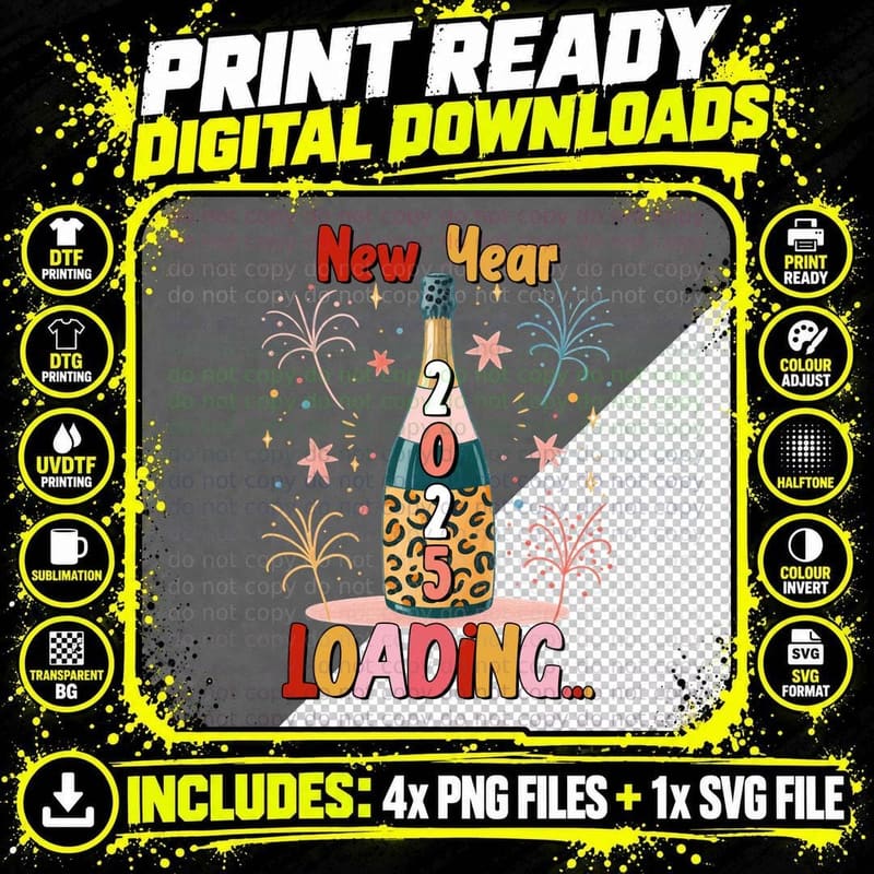 New Year Loading... Happy New Year T-Shirt Png SVG Digital Bundle