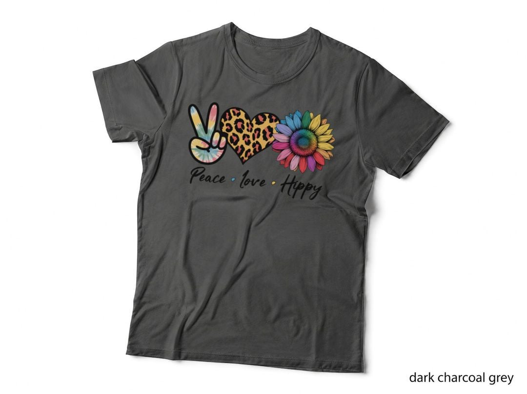 Peace, Love, Hippy Hippie T-Shirt, Peace Love Hippy Graphic Tee