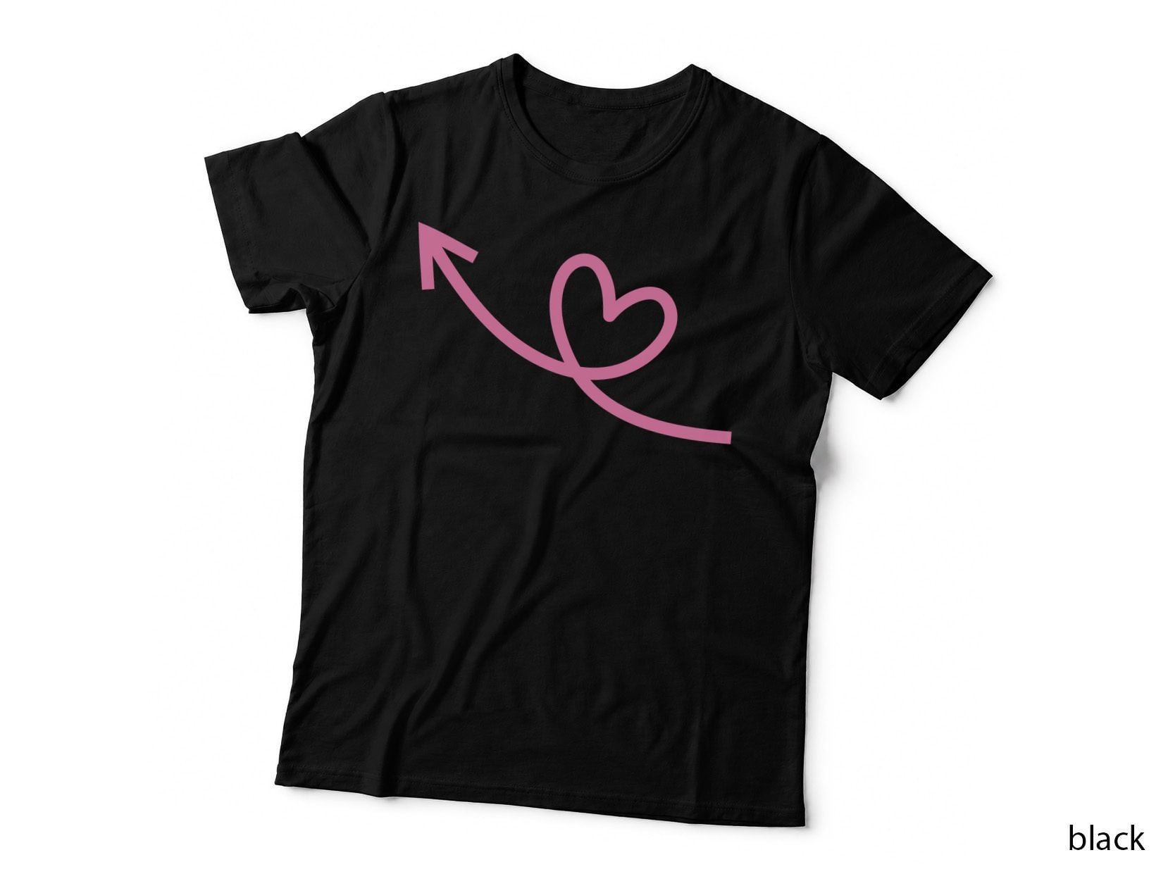 Pink Arrow Heart Curve Heart Wreath T-Shirt, Heart Wreath Graphic Tee