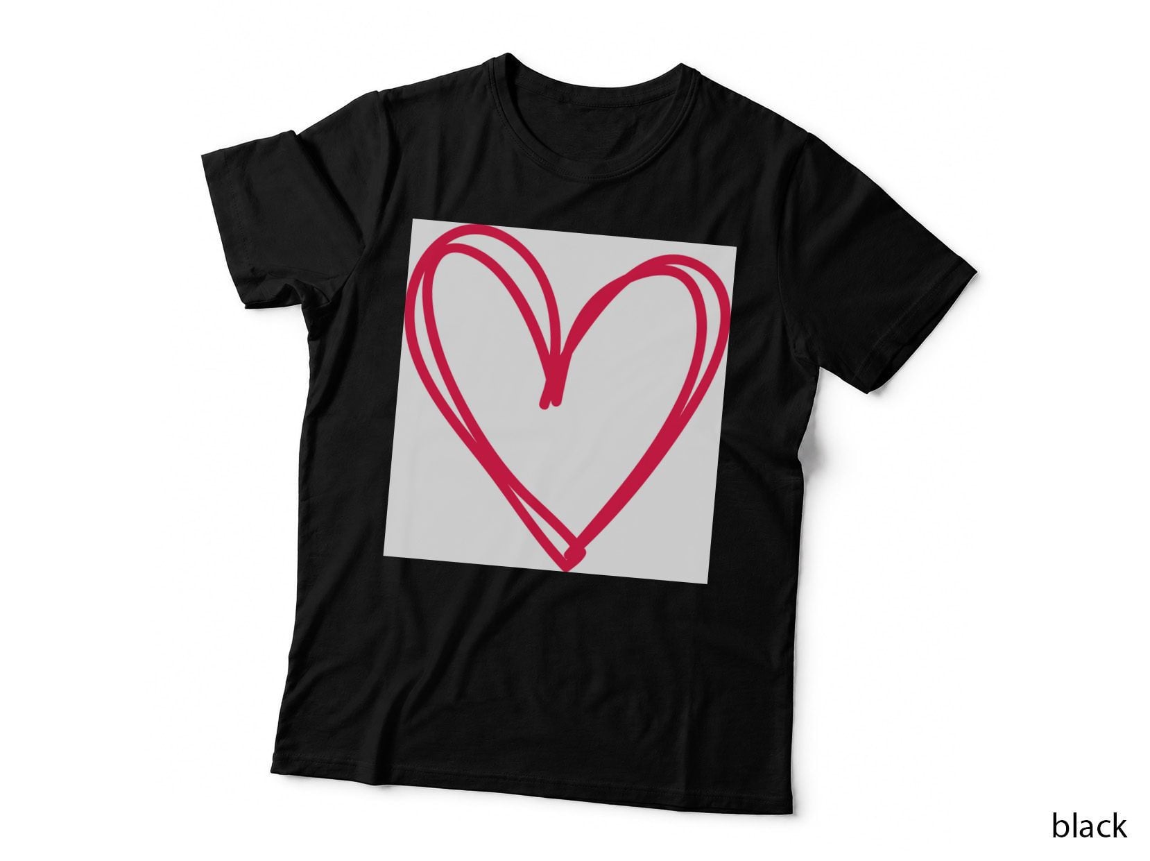 Pink Heart Outline on White Background Heart Wreath T-Shirt